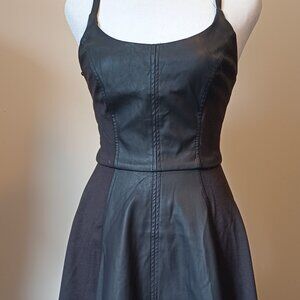 Women's Black Vinyl Forever 21 Spaghetti Strap Dress Size S